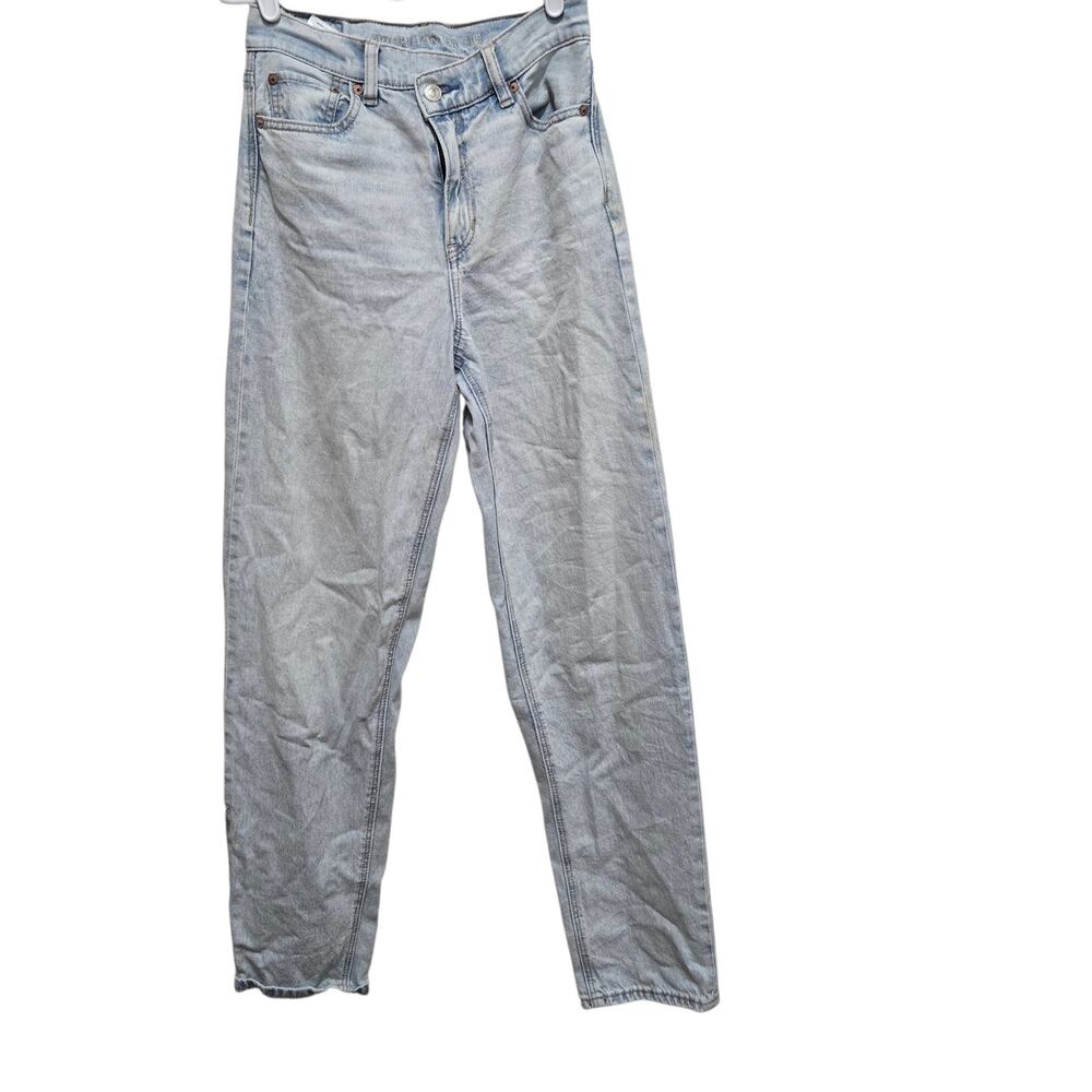 American Eagle High Rise Baggy Straight Jeans Light Wash 0